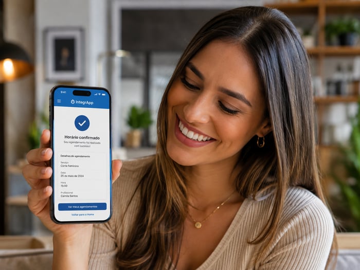 Cliente com o agendamento confirmado no app IntegrApp