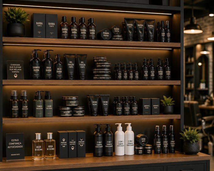 Prateleira de produtos disponíveis na Vitrine de um comércio parceiro