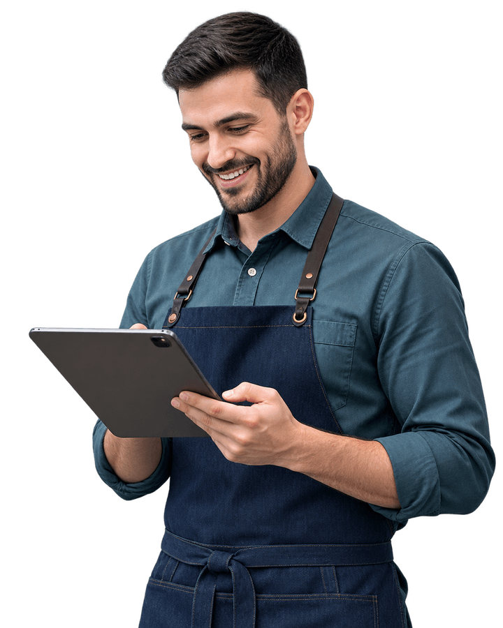 Comerciante gerenciando o negócio pelo IntegrApp